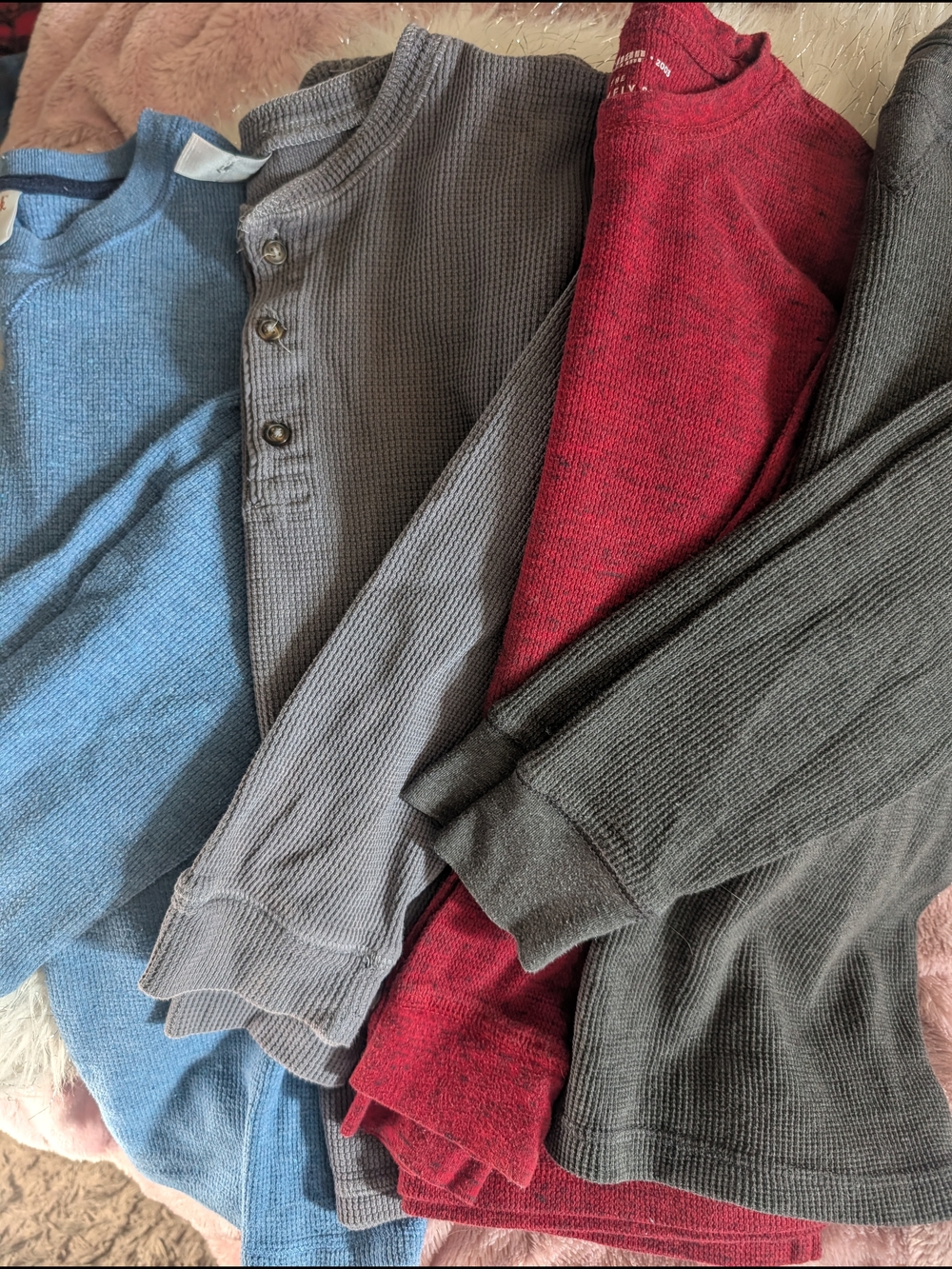 4 Kids Long Sleeve Thermal Tee - Red, Gray, Blue